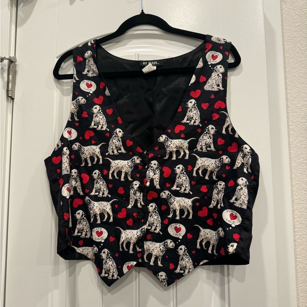 Black Dalmatian Print Vest